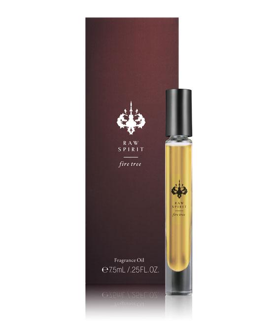 Raw Spirit Fire Tree Fragrance Oil: The rare, smoky-sweet oil of the fire tree is blended with premium wild-harvested Australian sandalwood. The smoky, wood notes mingle with clean, fresh - almost lilac - top notes and a sweet, spicy heart.